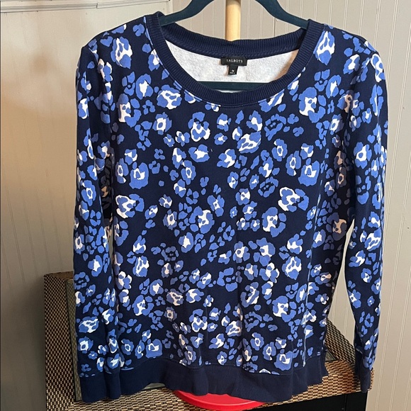 Talbots Tops - Talbots Blue & White Leopard Print Sweatshirt, Size M